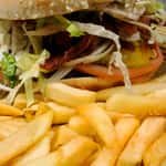 "8 oz" Bacon Cheese Burger / Fries (Lettuce, Tomato, Cheese, Mayo & Ketchup)